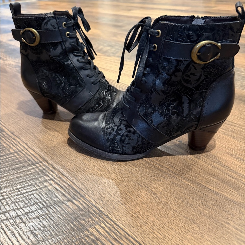 Black Lace-Up Ankle Boots